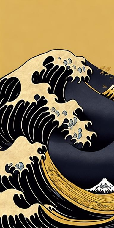 Great Wave Off Kanagawa Black And Gold Midjourney Openart