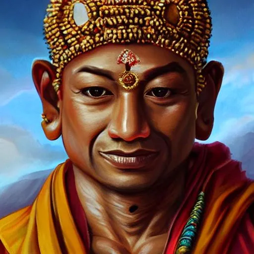 Smart Sri Indian Buddhist Monk Closeup Portrait W Openart