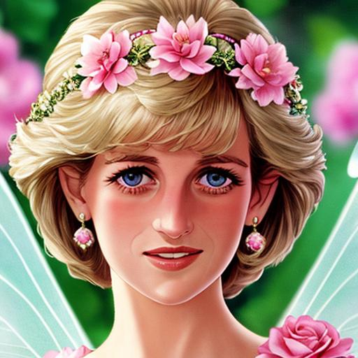 Princess Diana As A Fairy Goddess Pink Flowers Closeup Openart