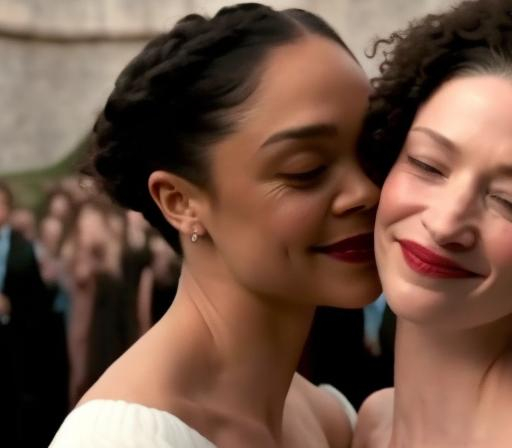 Tessa Thompson Marrying Caitriona Balfe And Kissing