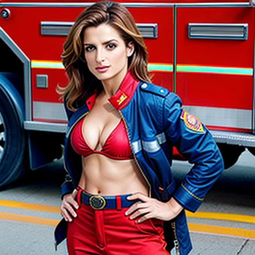 Stana Katic As Super Hot Firefighter Open Unbuttoned