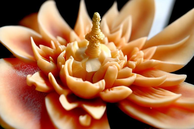 Close Up Flower Fruit Carving Edible Art Mukimono