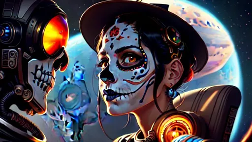 A Cinematic Portrait Of Calavera Catrina Kissing An OpenArt