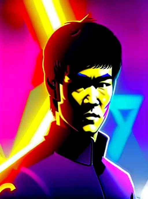 Highly Detailed Portrait Of Bruce Lee Holding A Revo Openart