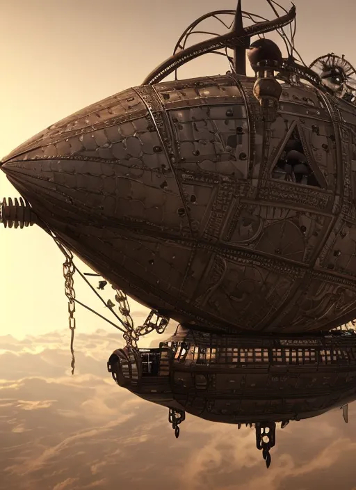 Extremely Detailed Steampunk Airship With Seven Peo Openart