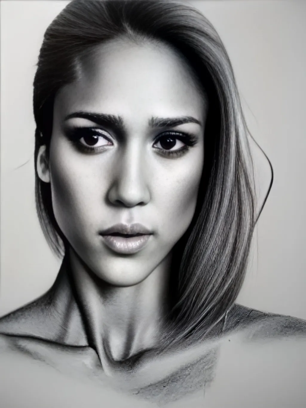 Pencil Full Body Portrait Of Jessica Alba Standing OpenArt