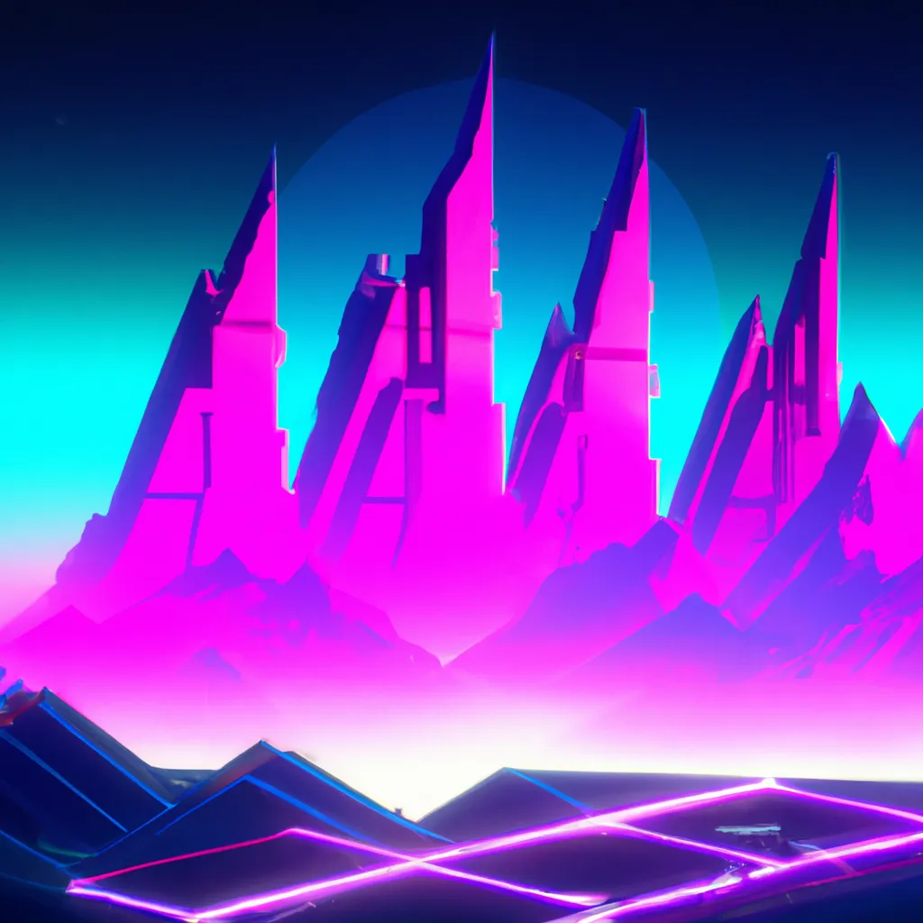 Jagged Peaks Outrun Retrowave Synthwave Vaporwav Openart