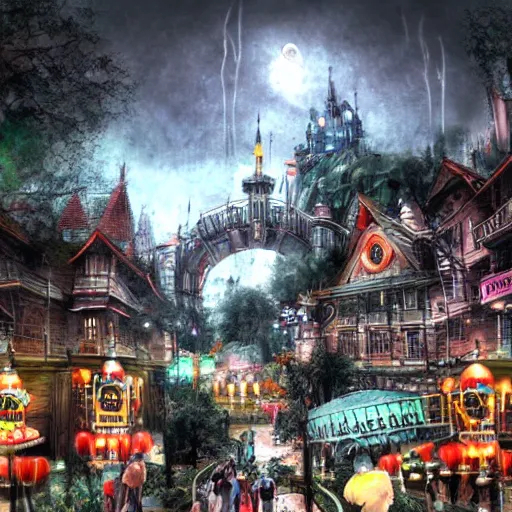 Disney Land As Silent Hill Anime Style Openart