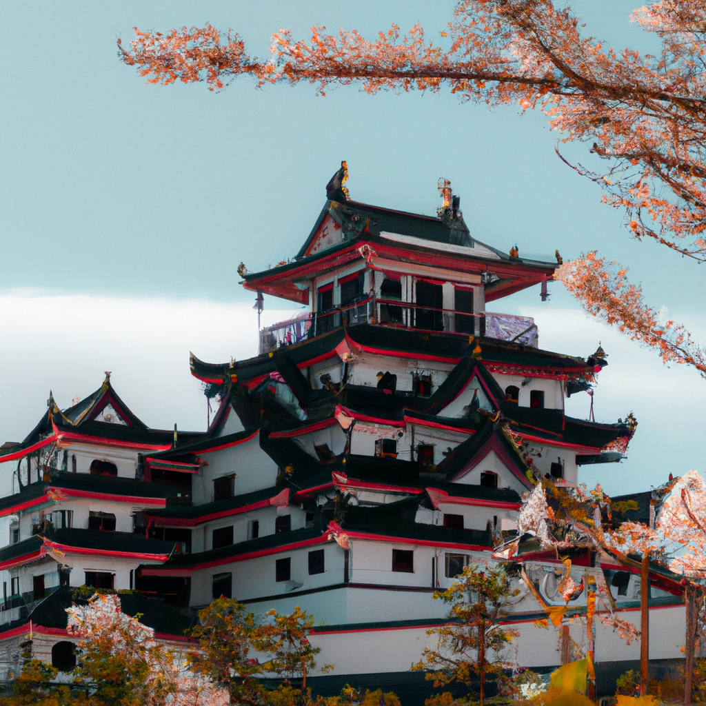 A Beautiful Japanese Castle In White Cherry Blossom OpenArt