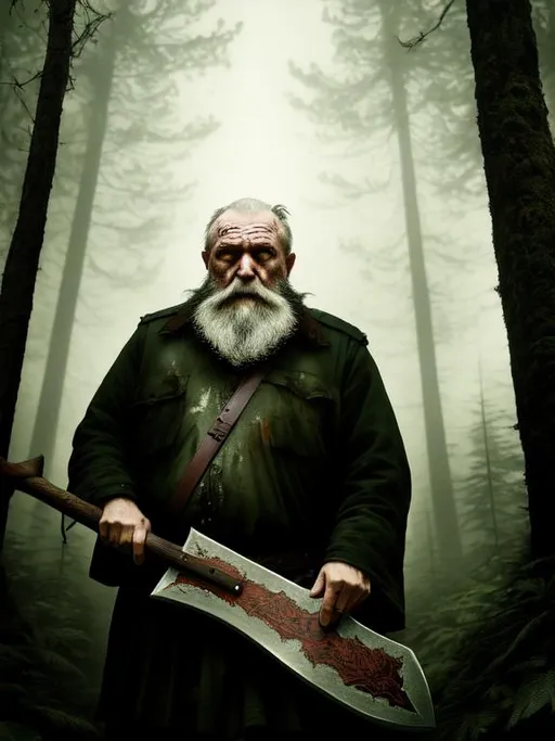 Scary Old Guy Holding An Axe In The Forest Epic Da OpenArt