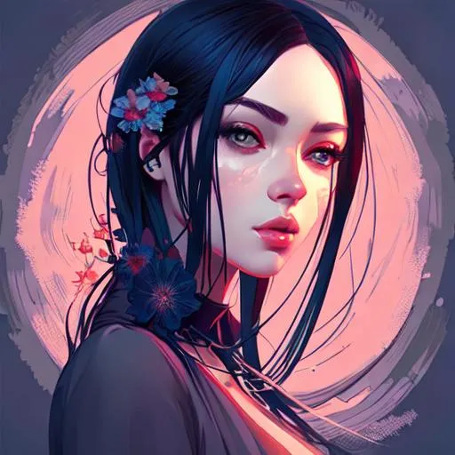 Melancholy Beauty 2d Vector Illustration Portrait OpenArt