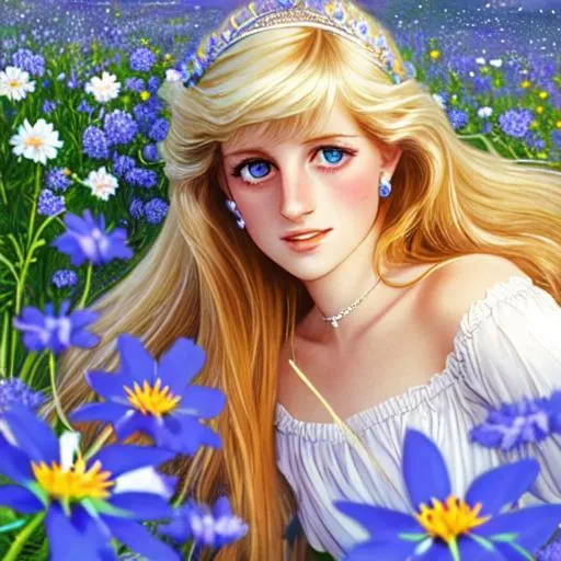 Youthful Princess Diana As A Fairy Goddess Long Flo Openart