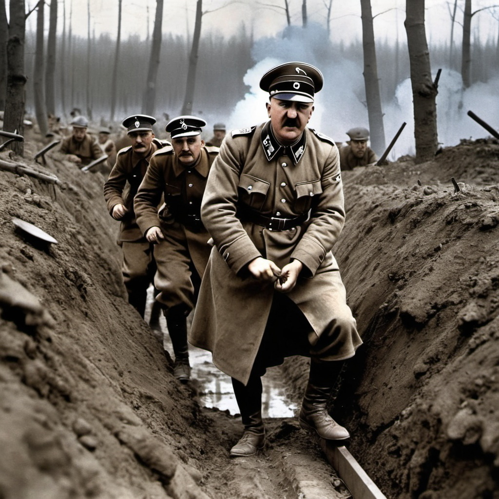 Adolf Hitler Fighting Enemies N A Trench In World W Openart