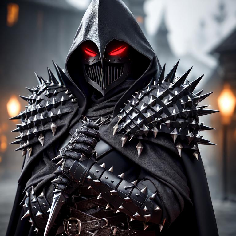 A Dark Executioner With Spiky Robe Hood Mask And D OpenArt