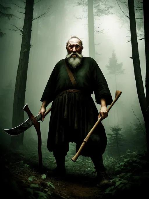 Scary Old Guy Holding An Axe In The Forest Epic Da OpenArt