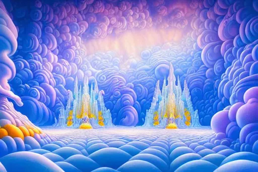 White Biomorphic Clouds Jacek Yerka Style Mixed Wit Openart