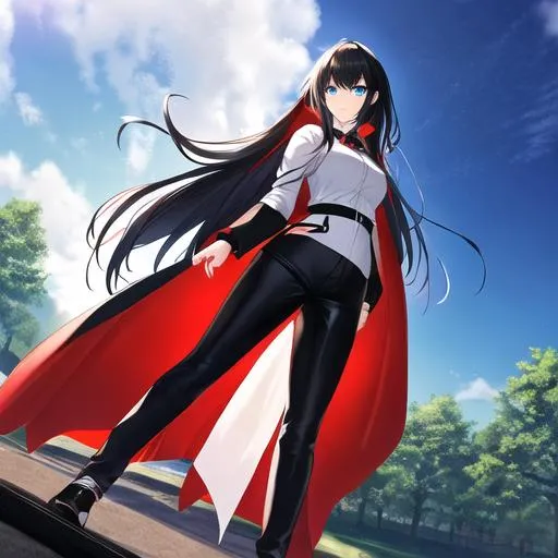 Female With Medium Long Black Hair With A Red Ombre OpenArt