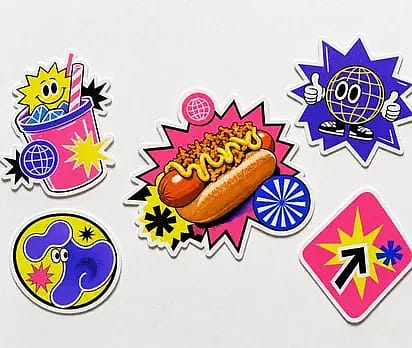 Sticker pack of bold retro cartoon graphics