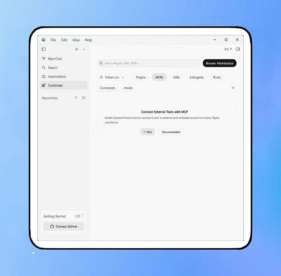 Open Cursor's MCP Settings