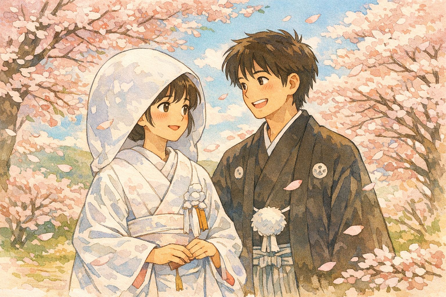Anime and Illustrated Portrait AI wedding photo example