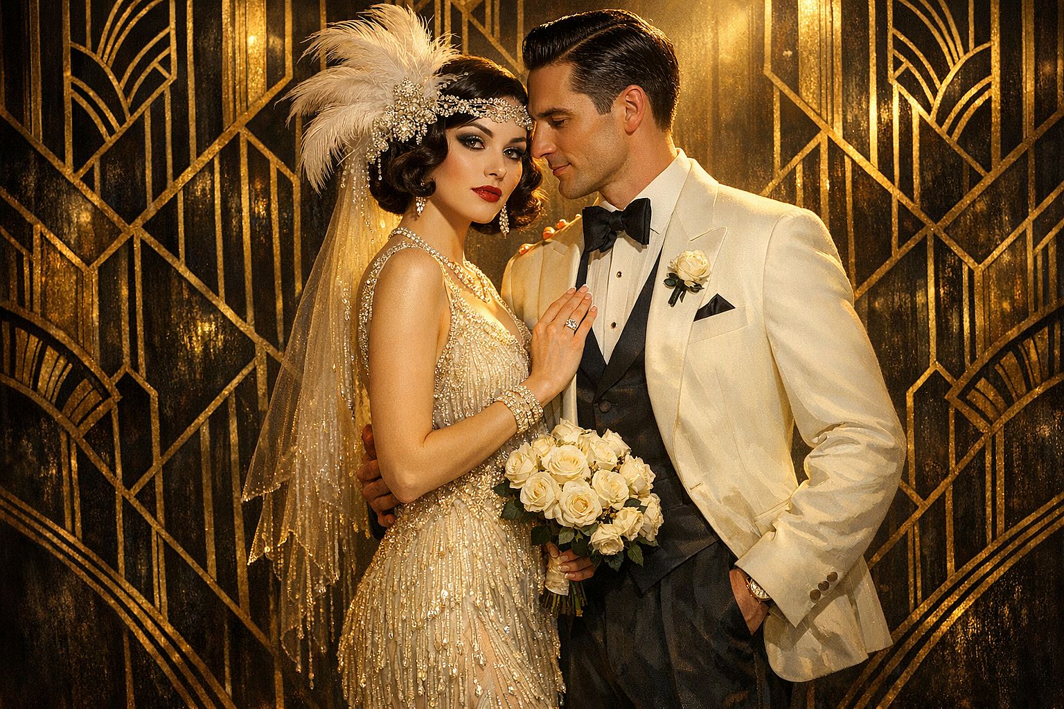 Art Deco Glam Portrait AI wedding photo example