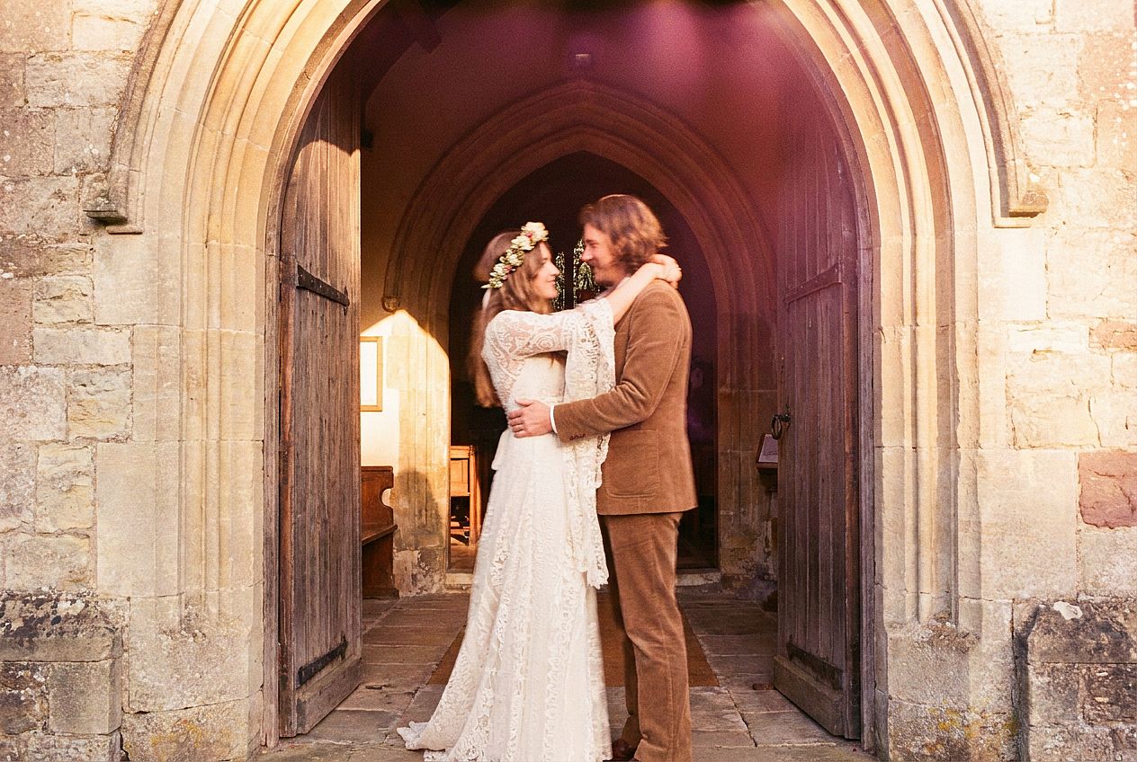 Vintage Film Wedding Portrait AI wedding photo example