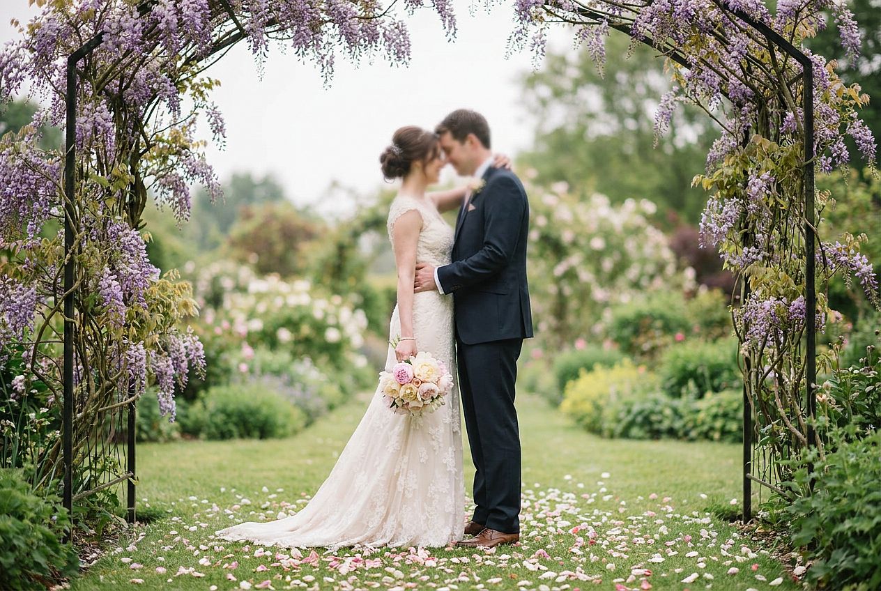 Garden and Floral Romance AI wedding photo example
