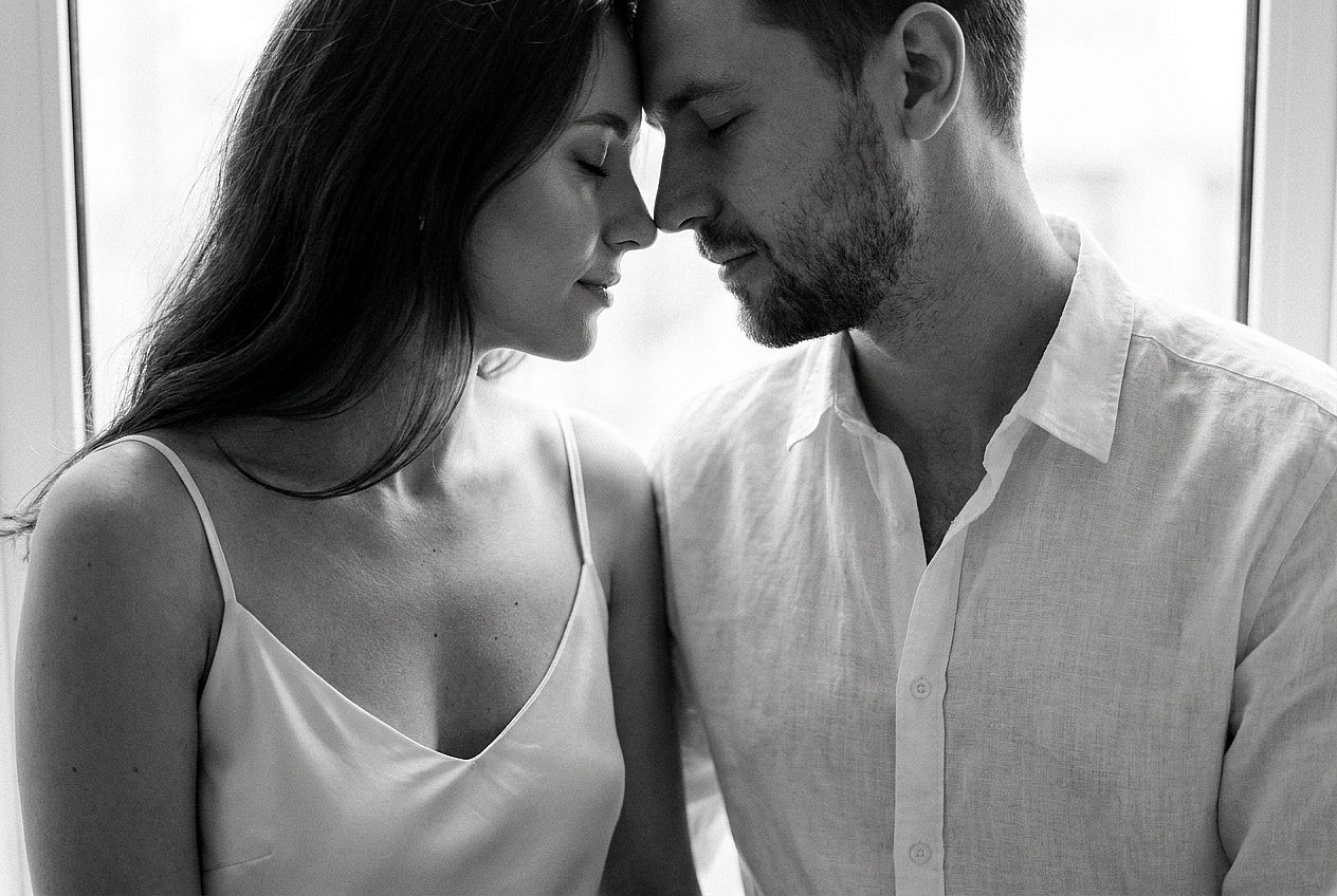 Minimalist Black-and-White Portrait AI wedding photo example