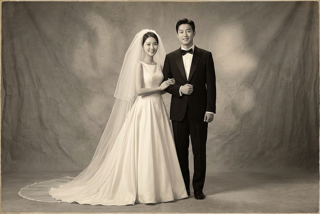Classic Studio Formal Portrait AI wedding photo example