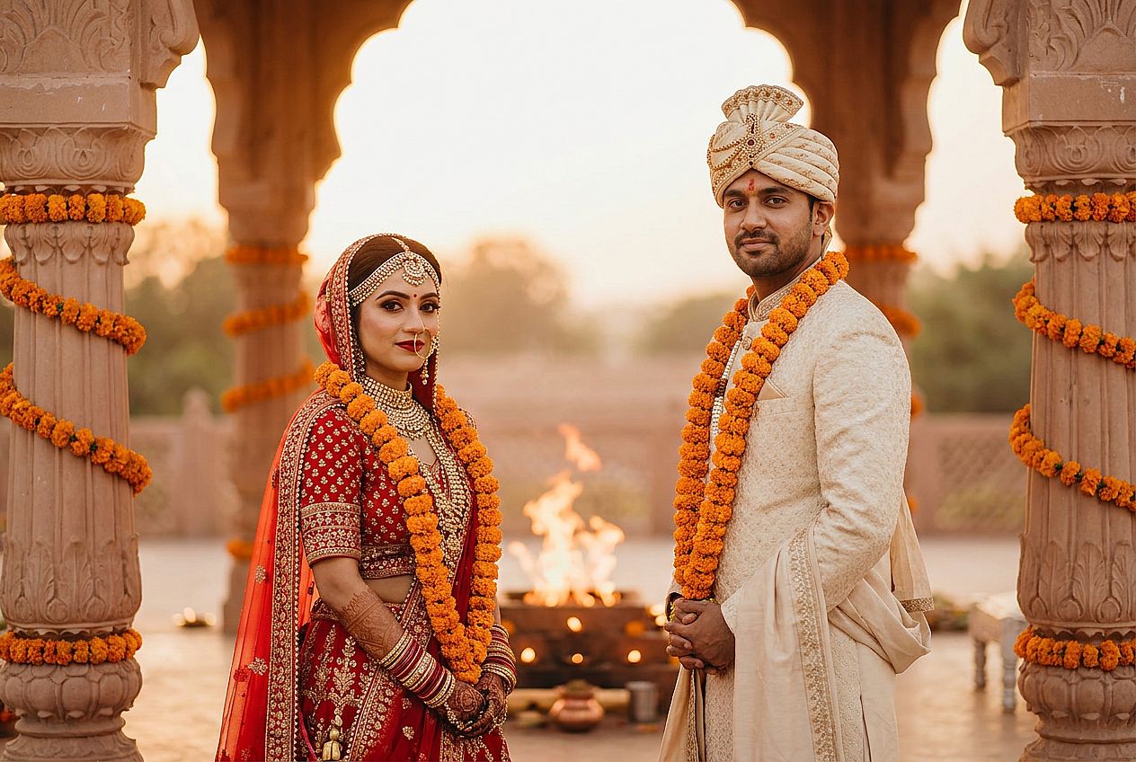 Indian Hindu Wedding Portrait AI wedding photo example