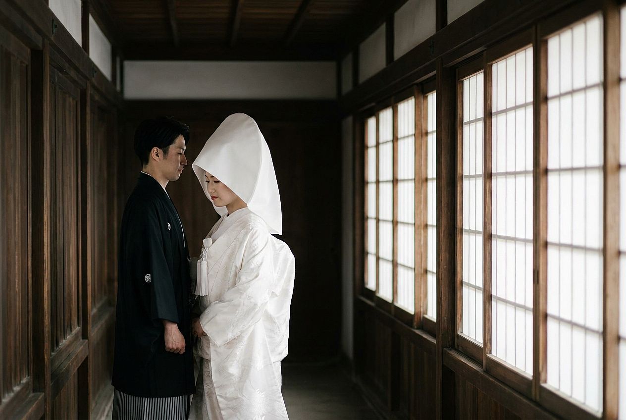 Japanese Shinto Shrine Wedding AI wedding photo example