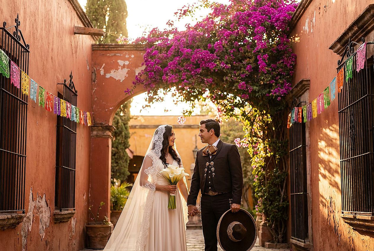 Mexican Hacienda Wedding AI wedding photo example