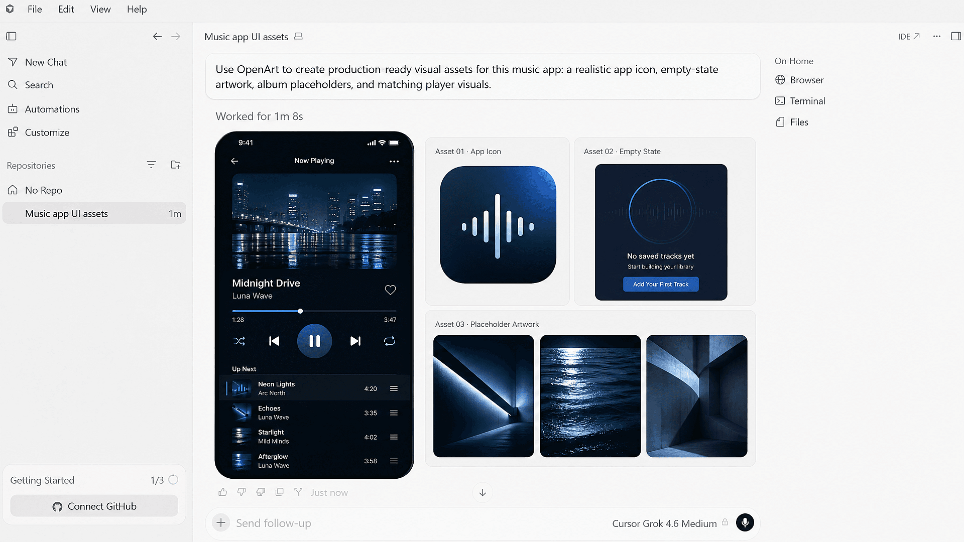 App Screens and Placeholder Art