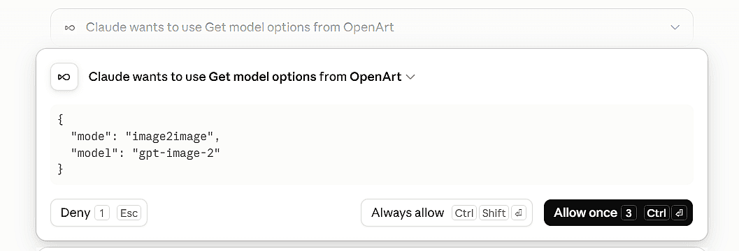 Select how Claude Cowork accesses models using OpenArt MCP