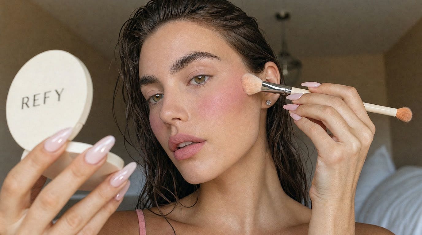 After: the same beauty selfie with skin refined by the OpenArt AI photo editor