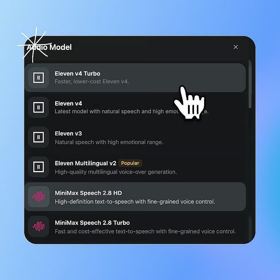 Pick Eleven v4 Turbo in Create voice-over