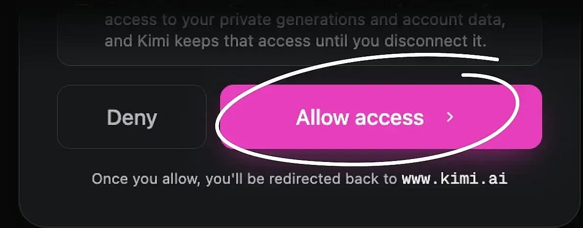 Authorizing OpenArt access in Kimi