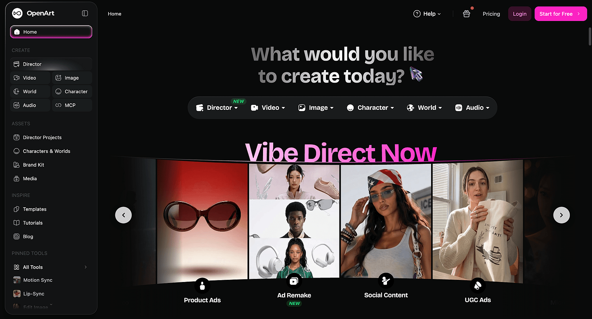 OpenArt AI image and video generation platform