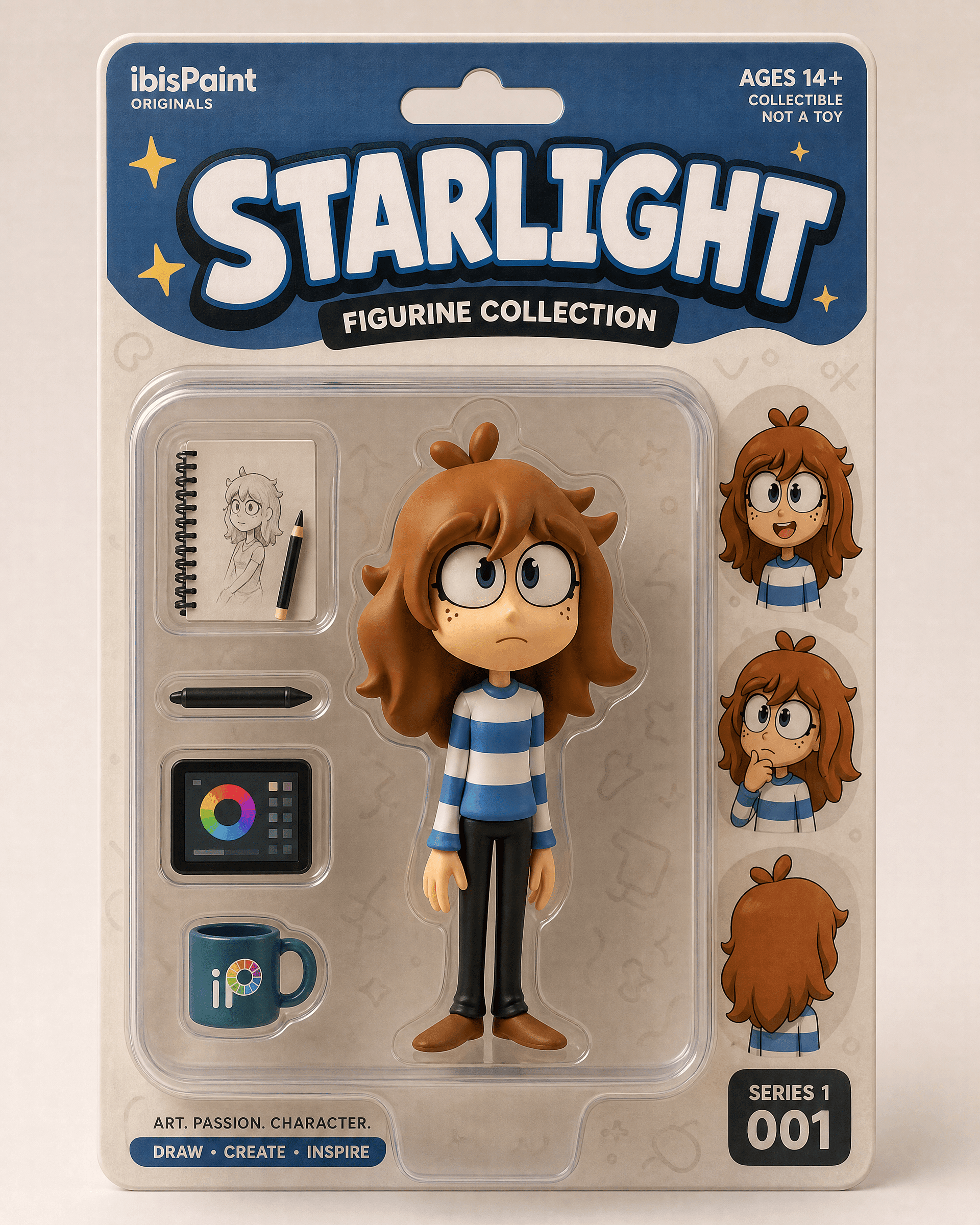 a person edited into a realistic 3D collectible figure on a desk
