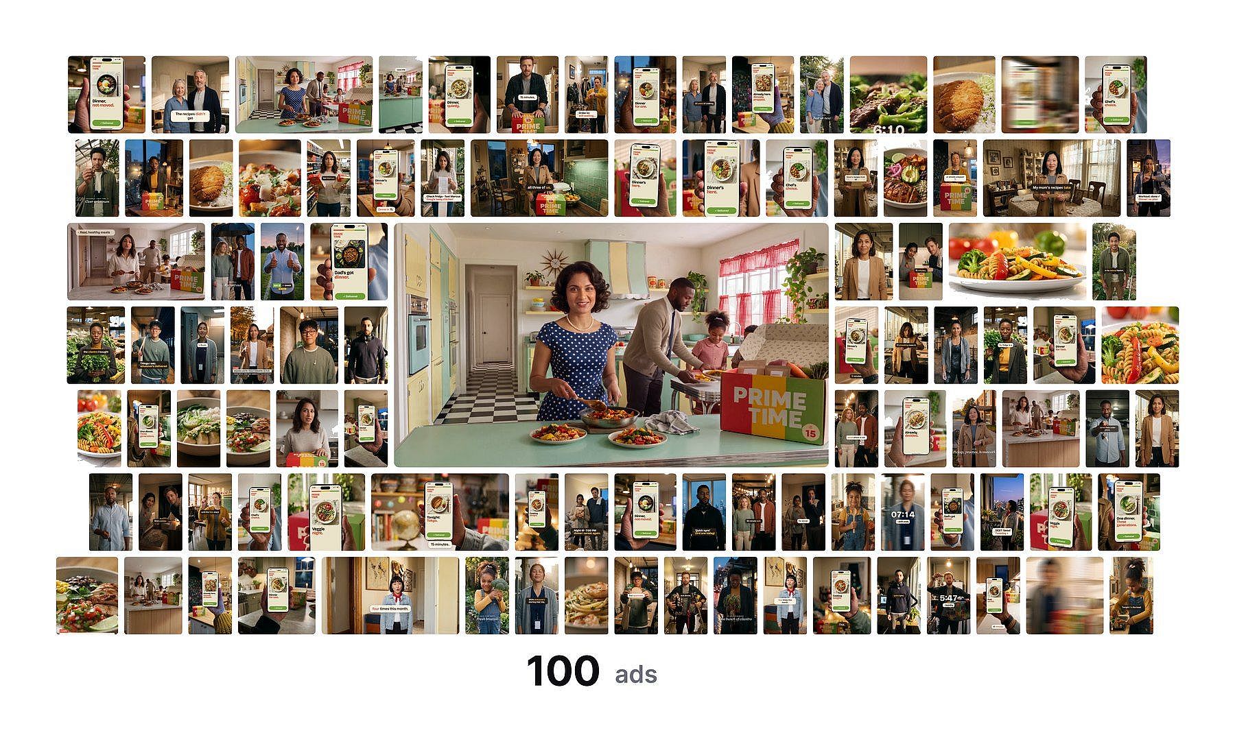 100 AI ad variations made from one approved meal kit ad