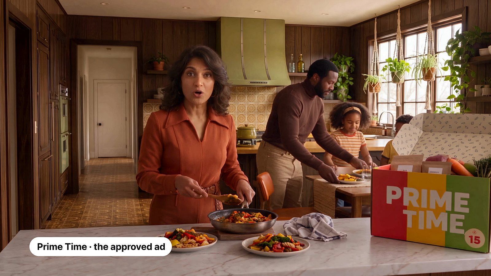 The approved Prime Time meal kit ad used as the base for 100 variations