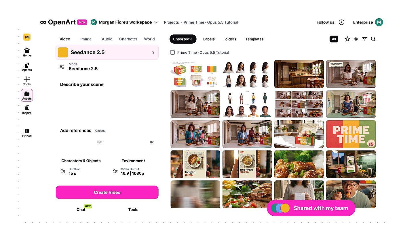 All ad assets saved in one shared OpenArt project