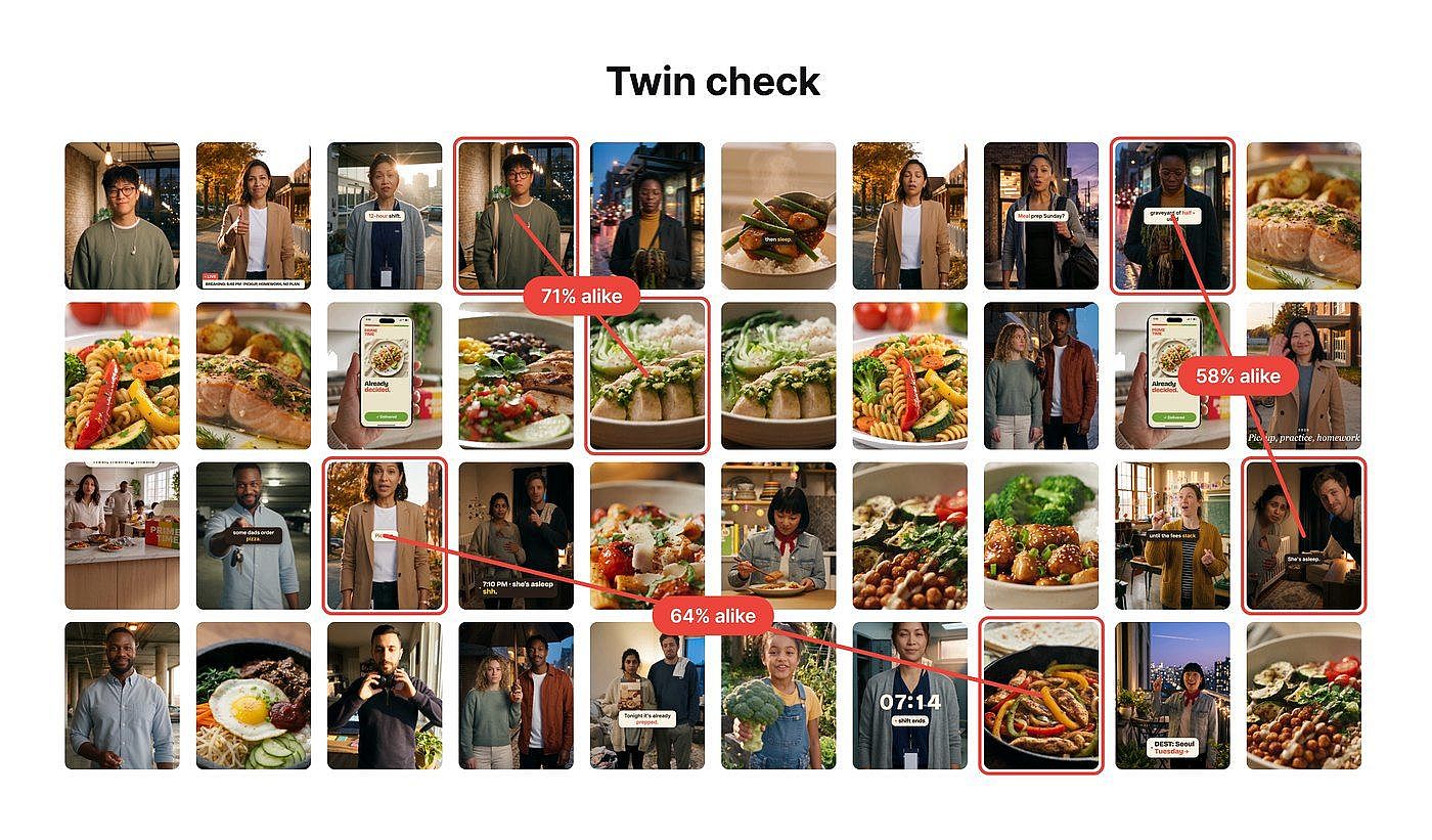 A twin check flags ads that look too similar during creative testing