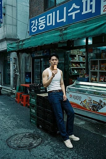 Nostalgic 90s vintage analog film photograph with moody cinematic urban aesthetic and heavy film grain.