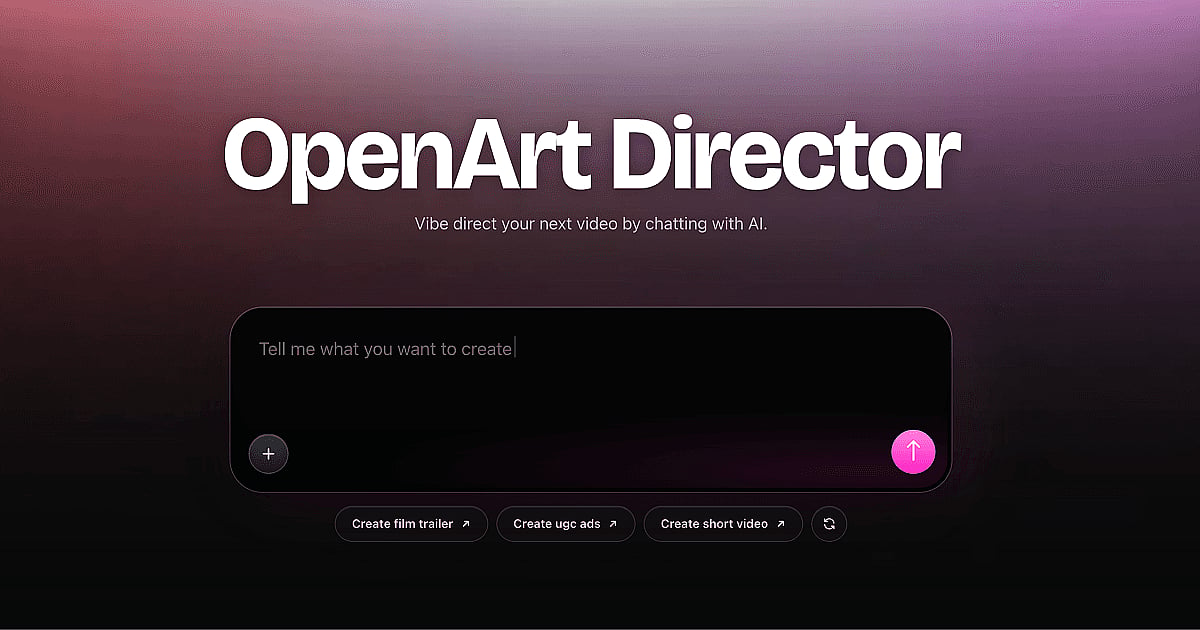 Eine OpenArt-Produktgrafik mit mehreren KI-generierten Videoframes und einer dunklen Studiooberflaeche.