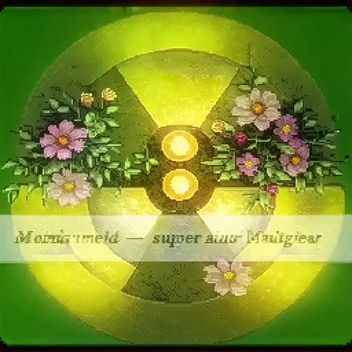 Prompt: Neon green mutated nuclear sign , flowers growing out of it. super natural ,
