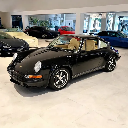 Prompt: Porshe 911 in a car showroom
