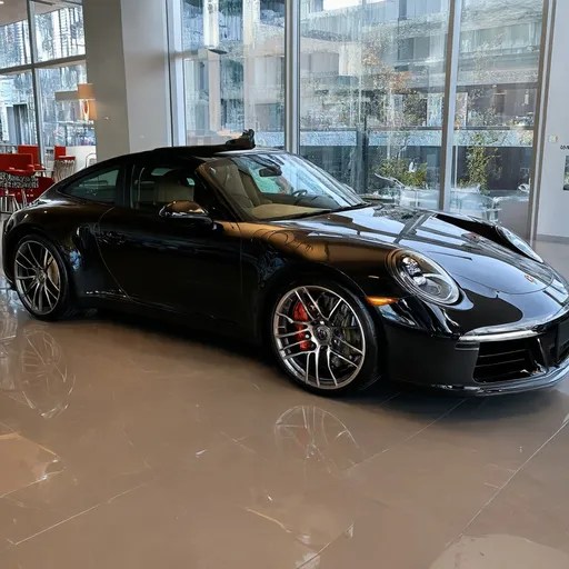 Prompt: Porshe 911 in a car showroom
