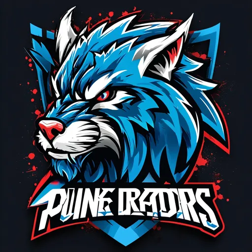 Prompt: Create a dynamic and bold logo for the cricket team named "Pune Predators'. The design should embody strength, agility, and competitive spirit, incorporating a fierce predator as the central element. Since the team's jersey color is black, the logo should use complementary colors like shades of blue to stand out against the black background. The logo should be modern and sleek, with sharp edges or aggressive lines to represent the team's power. The name'Pune Predators' should be prominently featured within or around the logo, with a font that conveys boldness and confidence."