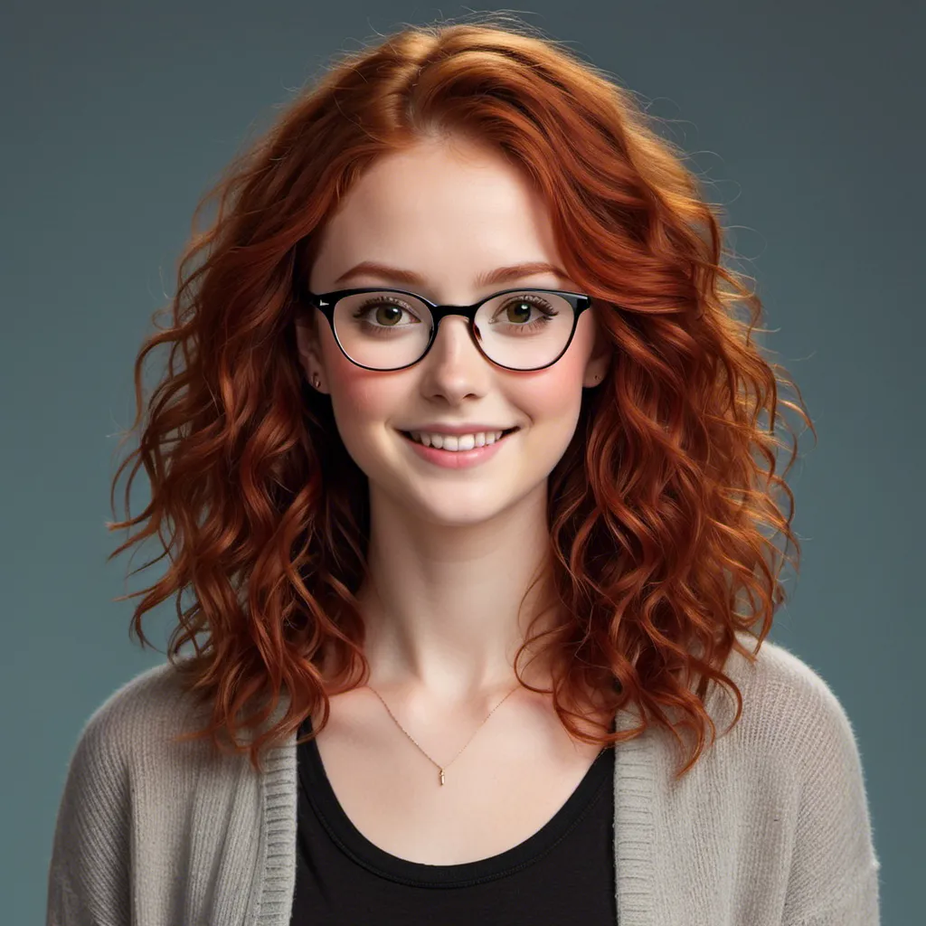 Prompt: <mymodel> woman, 40 year, red wavy hair, glasses